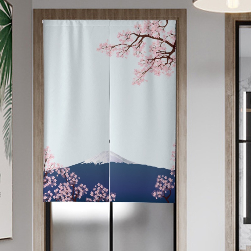 Traditional Japanese Noren Door Curtain with Cherry Blossom Design